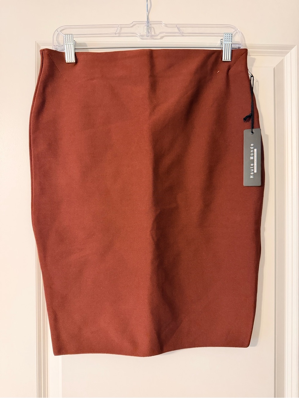 Haute Monde Rust Brown High-Waist Pencil Skirt - Picture 2 of 3